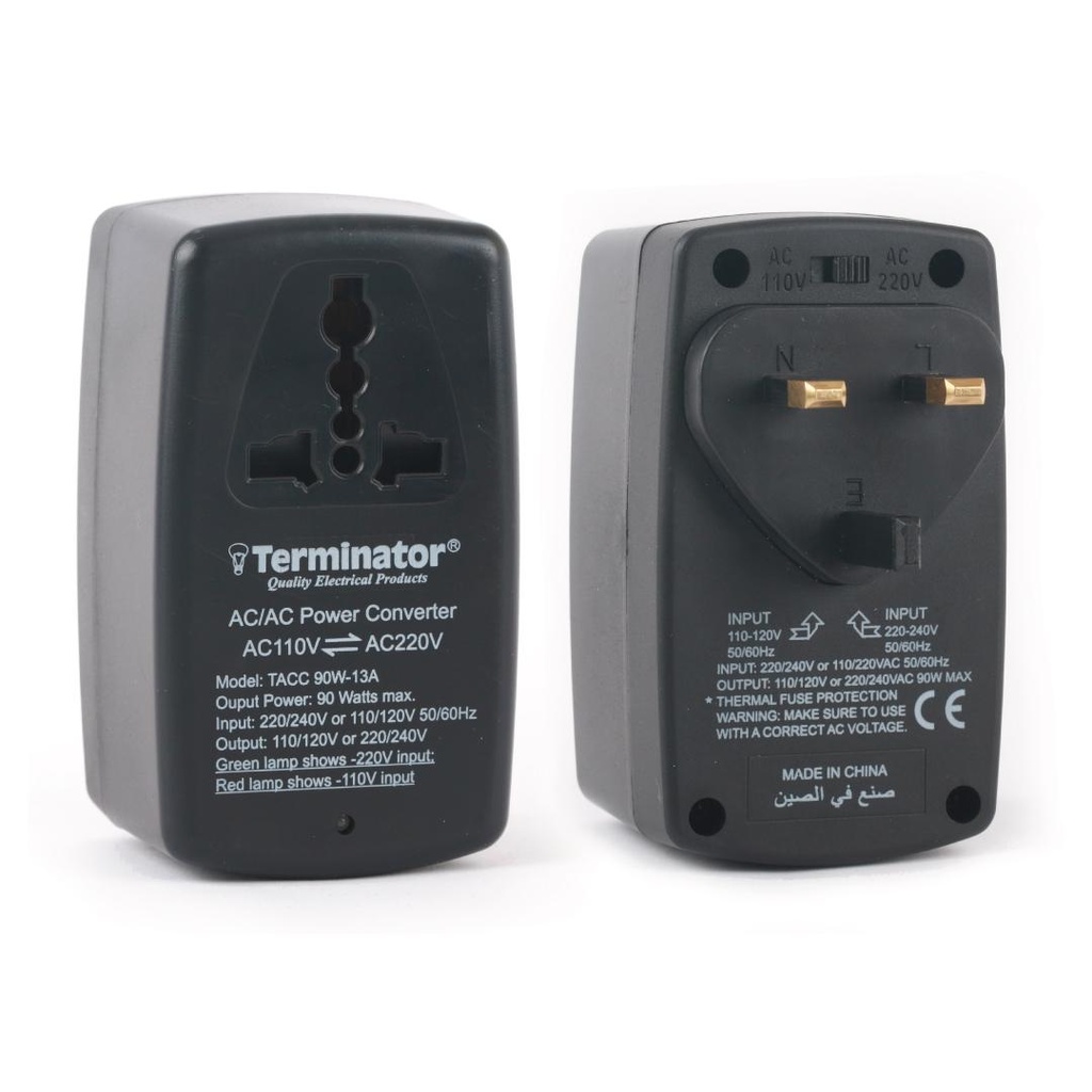 AC to AC 220-240V to 110-120V Dual Voltage Converter Adapter 90W - Terminator
