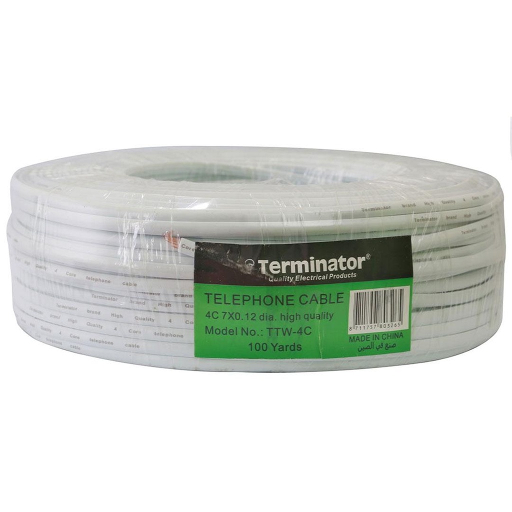 [TTW 4C] Terminator Telephone Cable 4 Core 100 Yards Wire (White)