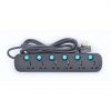 Terminator 6 Way Universal Power Extension Socket 3X1.25MM Black Body & Blue Switch 5M Cable 13A Plug Model: TPB 626AB-5M