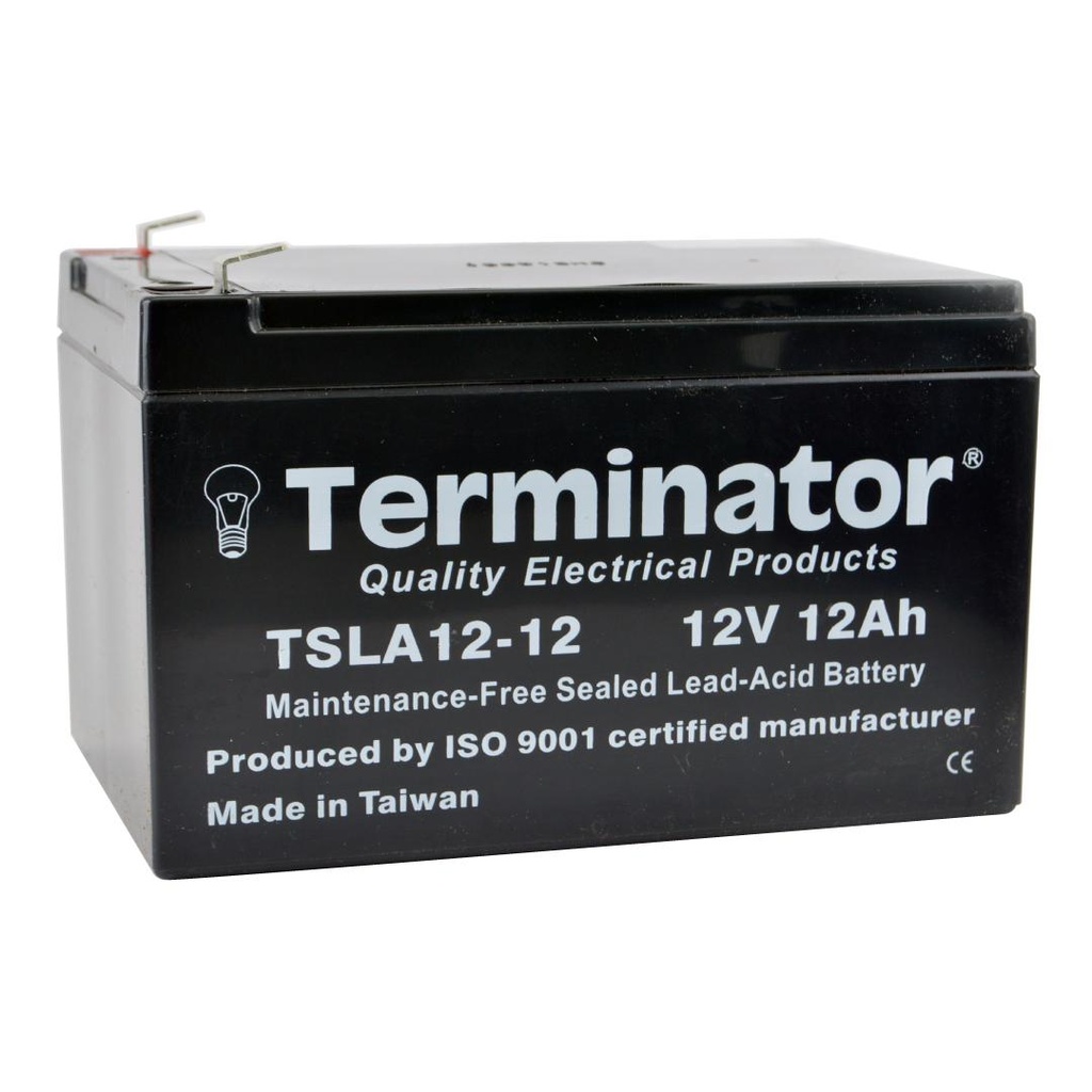[TSLA 12-12] Terminator Rechargeable Sealed Lead Acid Battery 12Volts -12Ah (Taiwan)
