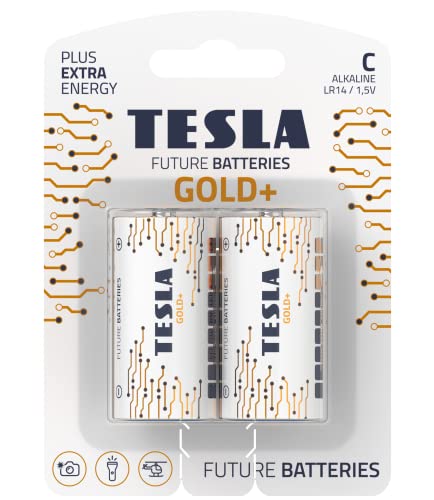 [TS-Gold+ 2C] Tesla C Battery Gold+ Alkaline - Plus Extra Energy Blister Foil LR14/1.5V Pack of 2