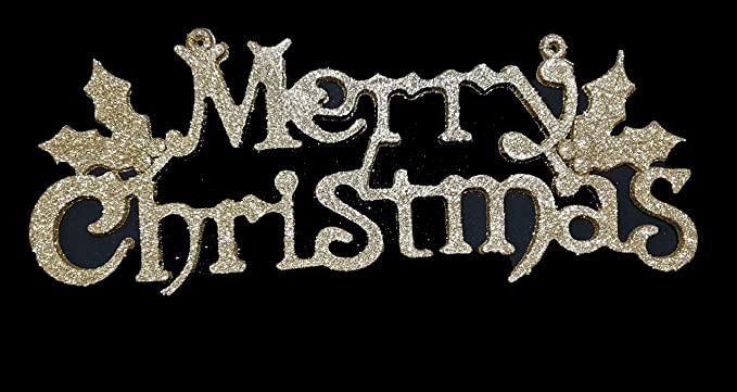 BUY4LESS - Decorative Merry Christmas For Christmas Tree Hanging Ornament Xmas Gold