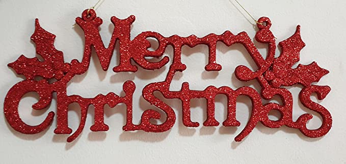 BUY4LESS - Decorative Merry Christmas For Christmas Tree Hanging Ornament Xmas Red