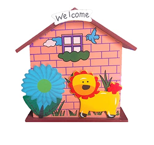 [STL-Pgy-Lion] BUY4LESS - Piggy Bank for Kids Wood House Animal Designs, Multi Color Perfect Gift for Kids Birthday Party, Money Box, Saving Box. Home DÃ©cor, Piggy Bank, Coin Box