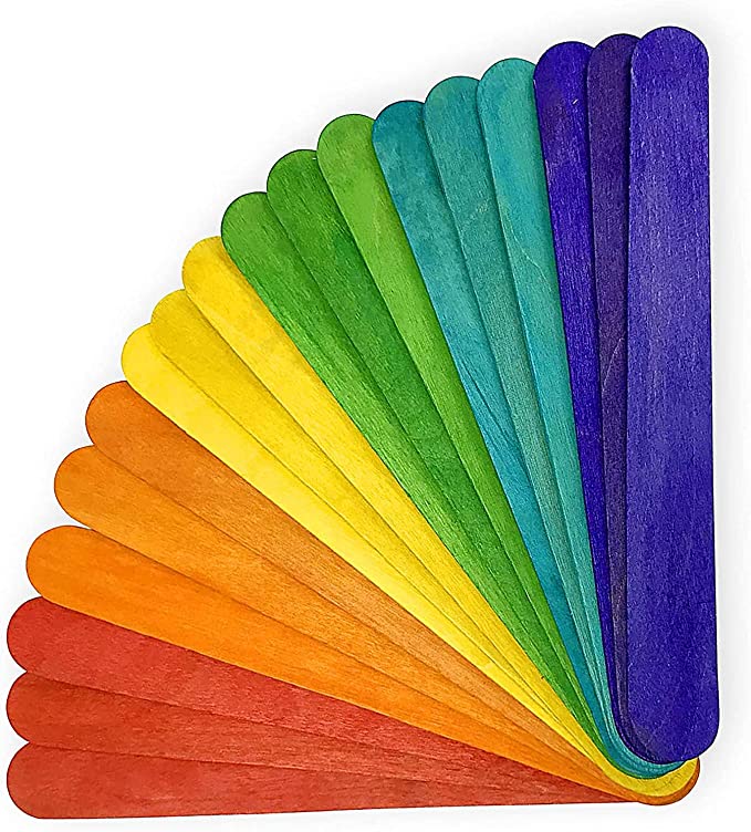 BUY4LESS - 50 Pieces Colored Wooden Large Sticks 150*18*1.6 mm, Craft Sticks for DIY Crafts Home Art Projects, Classroom Art Supplies
