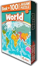 [978813191604] 100 Pcs World Map Activity Jigsaw Puzzl With A Exciting OUR WORLD Book To Learn Everything About Our Planet Right From Big Bang Theory, Evolution, Continents, Maps, Rivers, Lakes, Valleys, Islands