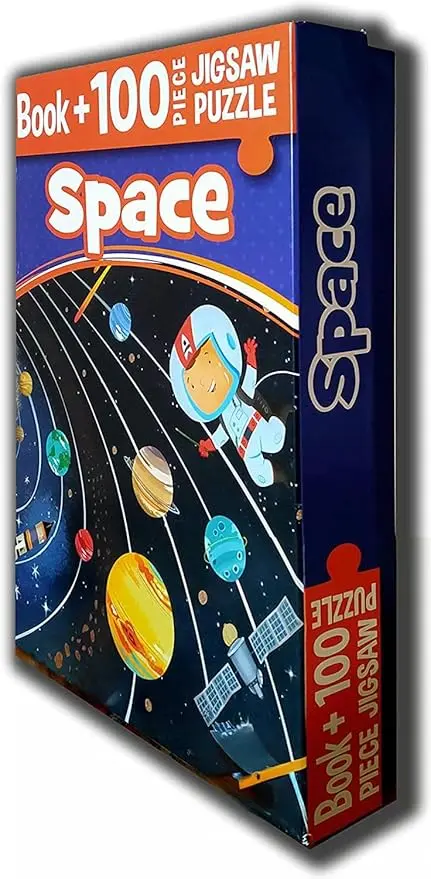 [978813191601] BUY4LESS - Space Jigsaw Puzzle for Kids (100 Pieces) with Learning Book | Educational Toy to Explore Space & Build Vocabulary 