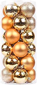 BUY4LESS - 24 pcs 6 cm Christmas Tree Ball Bauble Hanging Ornament Christmas Decoration Home Gold
