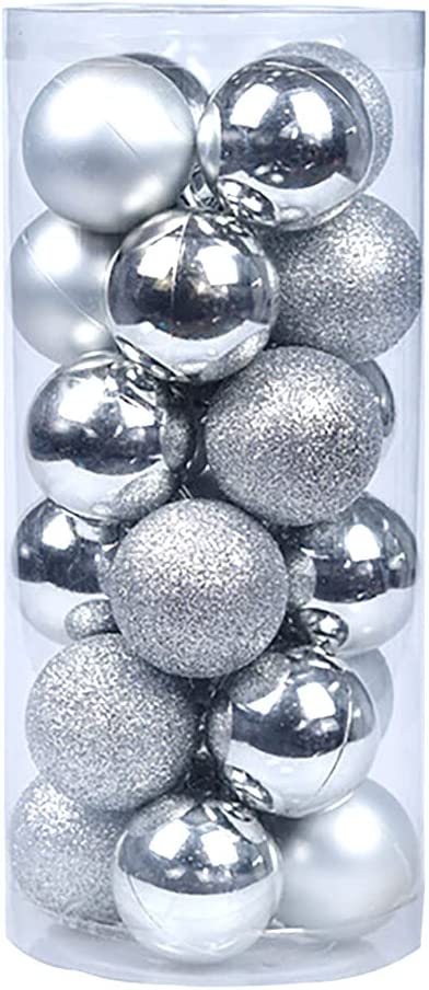 BUY4LESS - Christmas Tree Decorations Baubles Party Wedding Ornament Christmas (Silver, 24PCs 6 cm Balls)