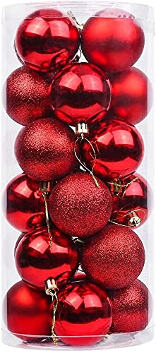 BUY4LESS - 24 pcs 6 cm Christmas Tree Ball Bauble Hanging Ornament Christmas Decoration Home Red