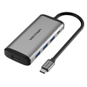 VENTION Type-C to HDMI/USB3.0*3/PD Converter 0.15M Gray Metal Type Model # CNBHB