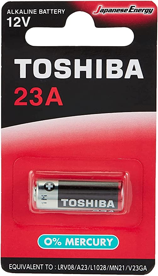 Toshiba 23A type Alkaline Battery 12 V (0% MERCURY) - Equivalent to LRV08 / A23 / L1028 / MN21 / V23GA