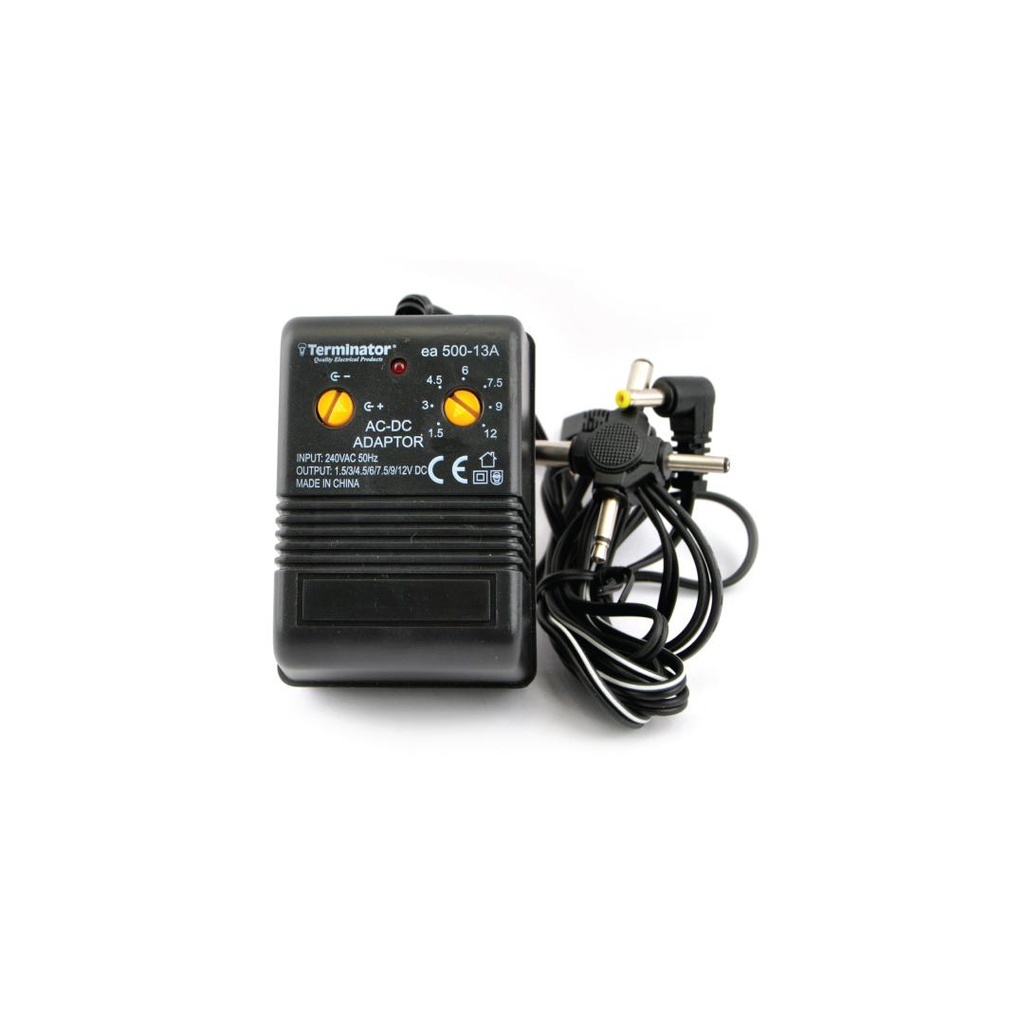 [ea 500] Terminator AC to DC 1.5V 3V 4.5V 6V 9V 12V Flat 3 pin Plug Power Supply Adapter 500mA