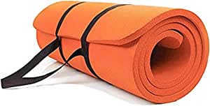 [10mm YOGA Matt Orange] 10mm Non-Slip Yoga Mat Sports Mat Exercise Mat with carrying straps (Orange)