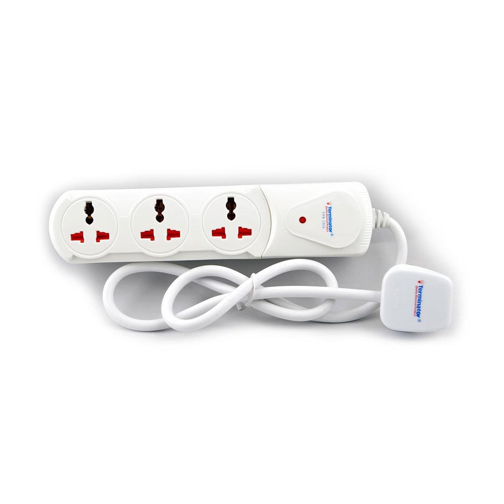 Terminator 3 Way Universal Power Extension Socket 2 Meter