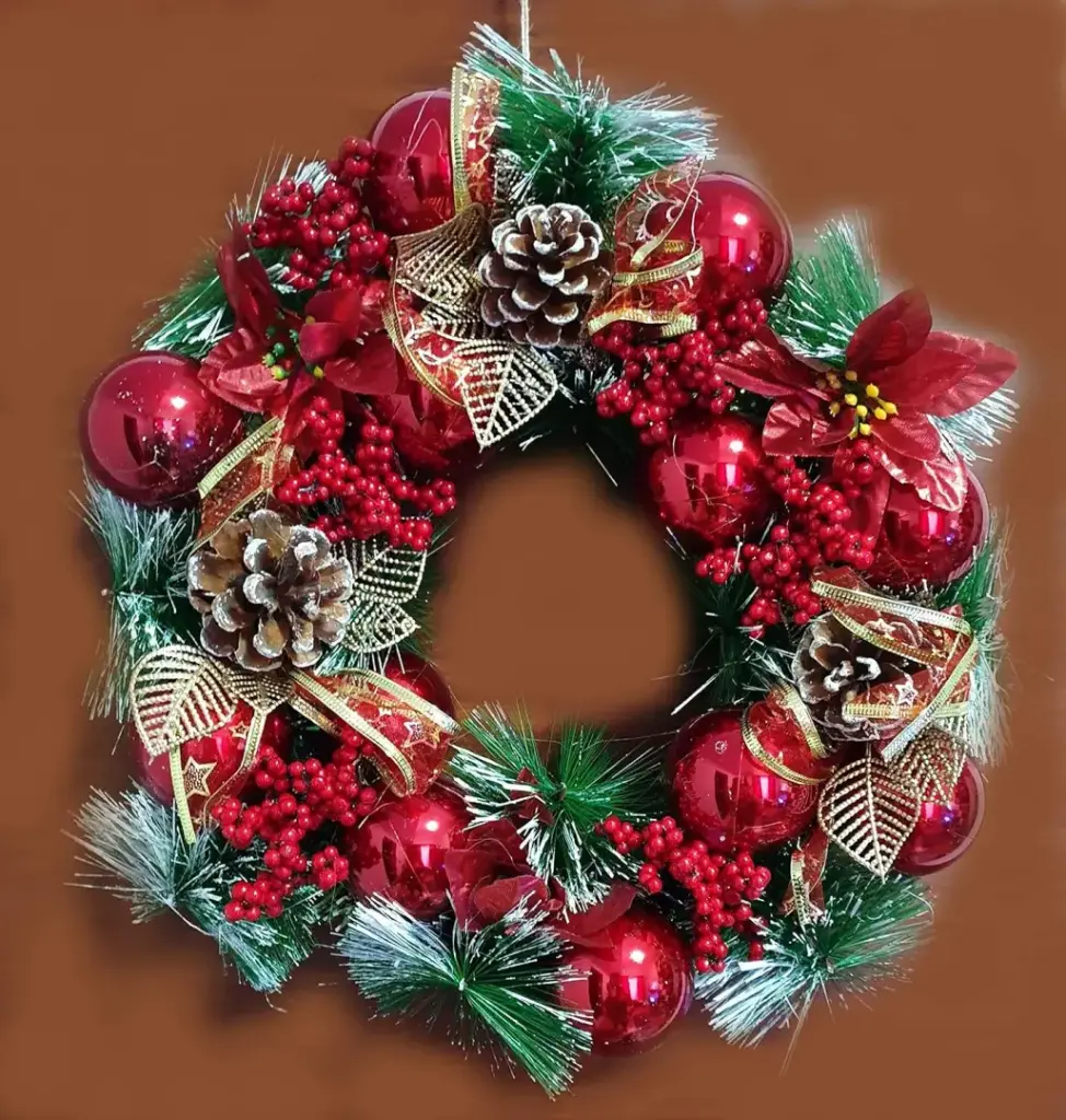 [4000-106-04] Christmas Tree Decorations Baubles Party Wedding Ornament Christmas (Design 2, Wreath 40 cm)
