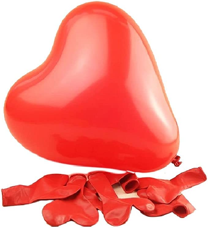 BUY4LESS - Metallic Balloons Latex Helium support for Party, Birthday, Wedding, Valentine and Decoration Pack of 50 pcs (10 Inch Heart, Red)