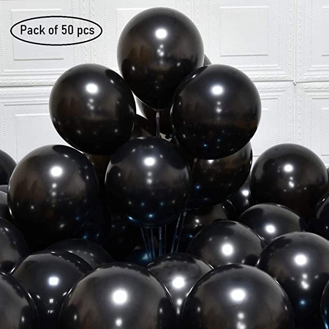 50PC-12" METALLIC BALLOON-BLACK#DFS-620-