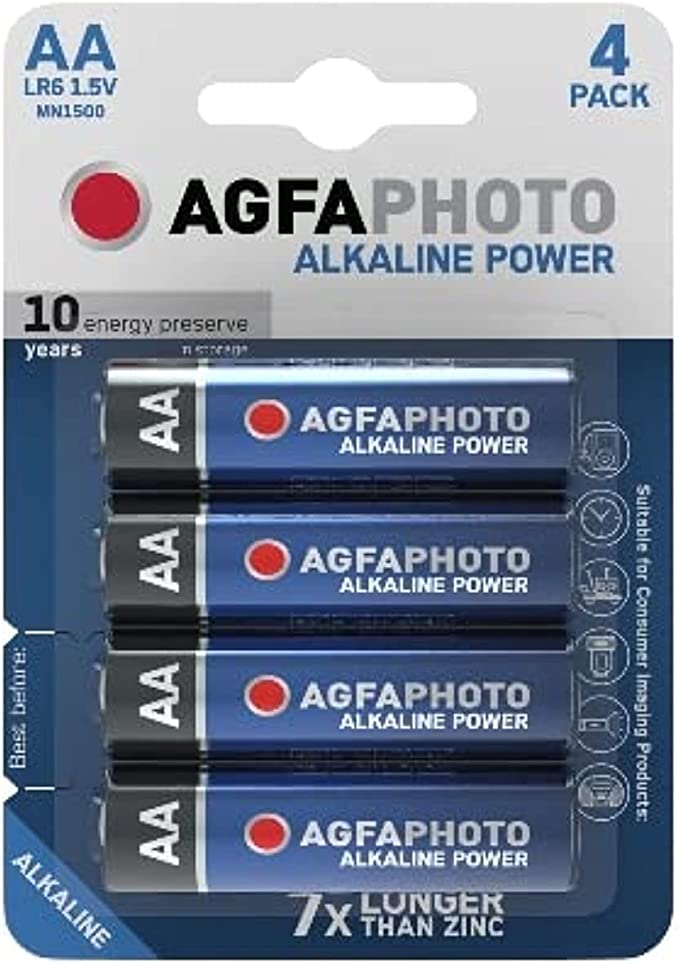 AGFAPHOTO Alkaline Long Lasting Power LR06 AA Pack of 4 Batteries