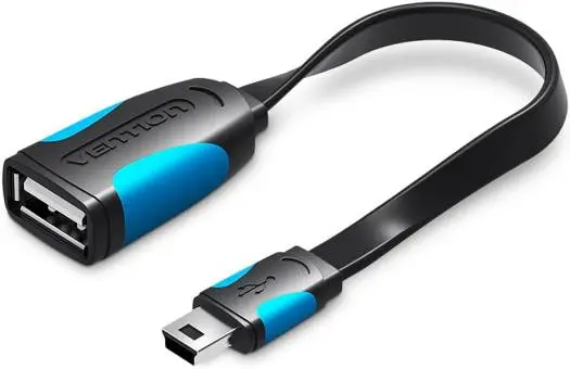 vention Flat USB2.0 A Female to Mini 5 Pin Male OTG Cable