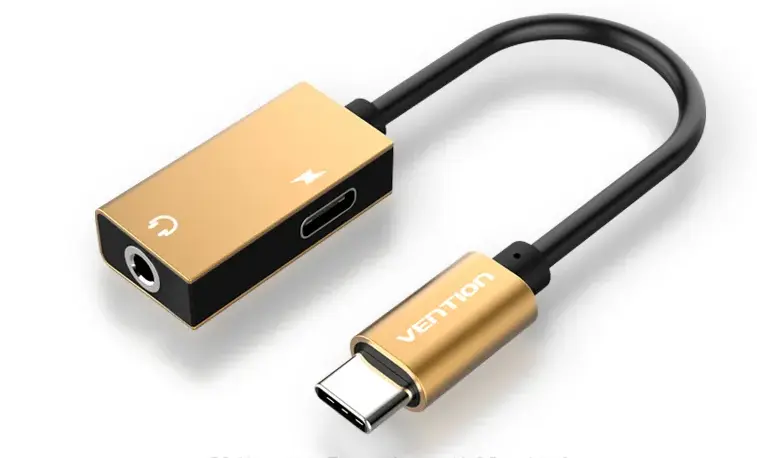 [BGGRA] vention Type-C to 3.5mm Audio Cable with Type-C Power Supply 0.1M Red Metal Type