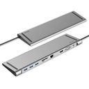 VENTION Type-C Male to USB3.0 Female A/HDMI Female A/VGA Female/RJ45 /SD/TF/3.5mm/PD Docking Station Model # THOHAH