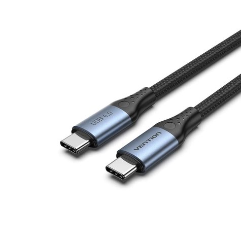 vention Cotton Braided USB 4.0 C Male to C Male 5A Cable 1M Gray Aluminum Alloy Type