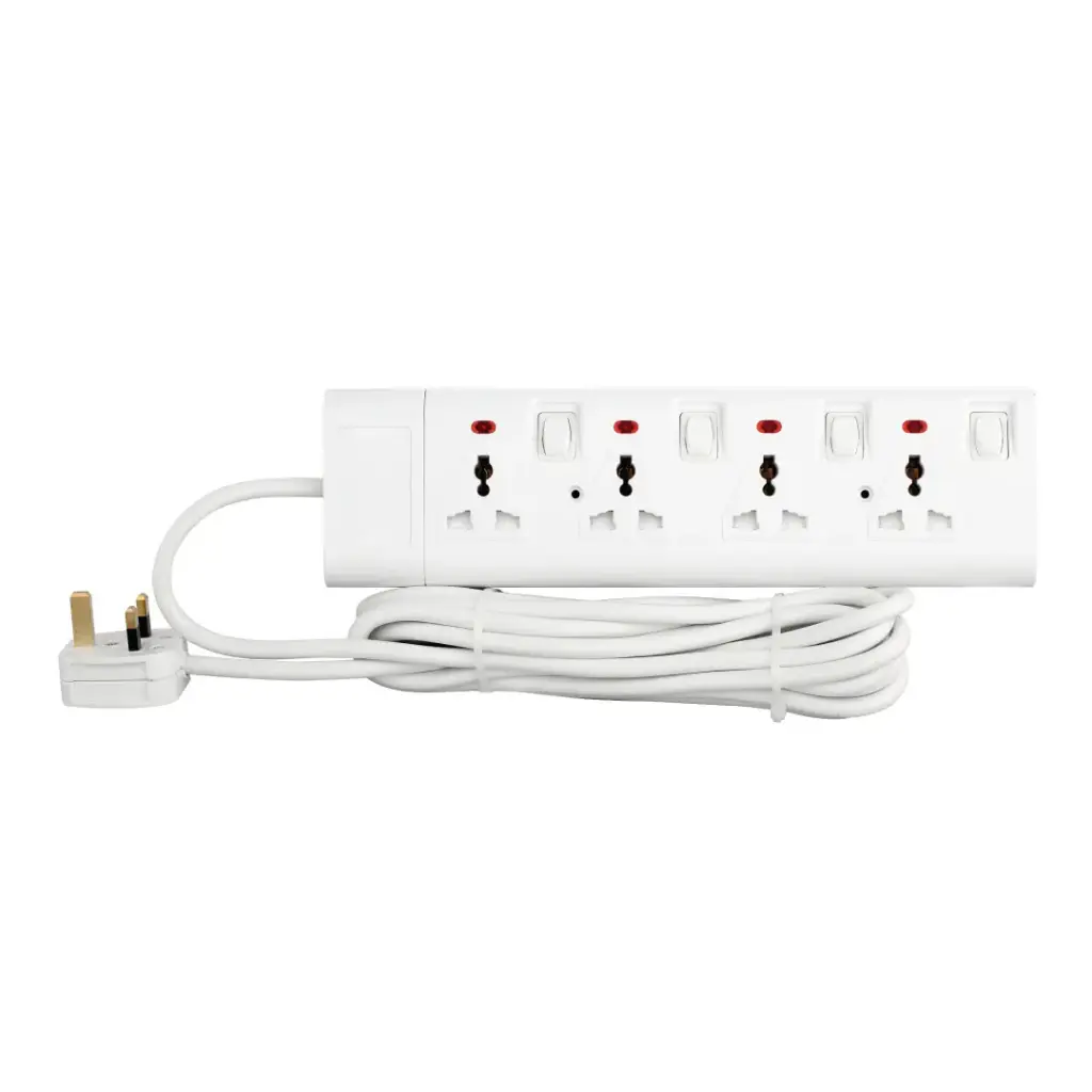 Terminator 4 way 3 meter universal power extension socket - TPB 724-3M