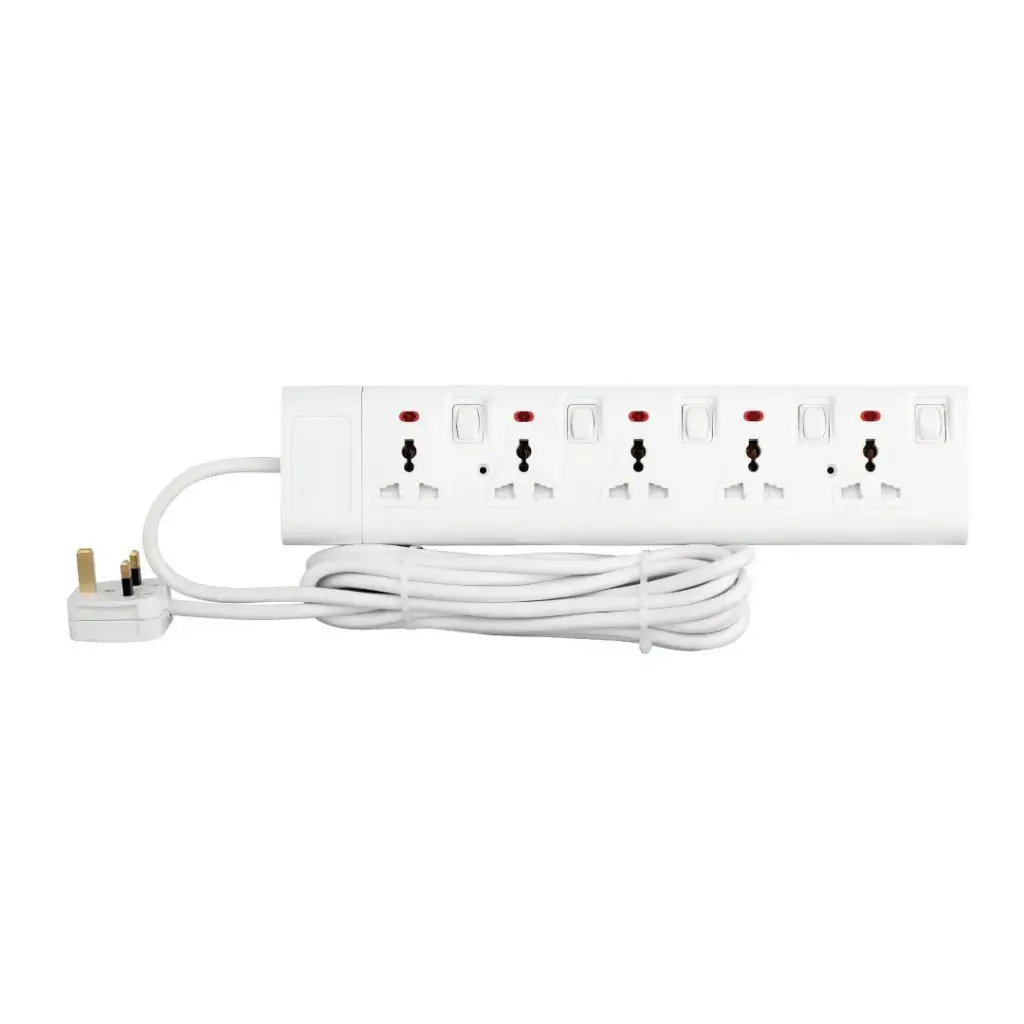 Terminator 5 way 5 meter universal power extension socket - TPB 725-5M