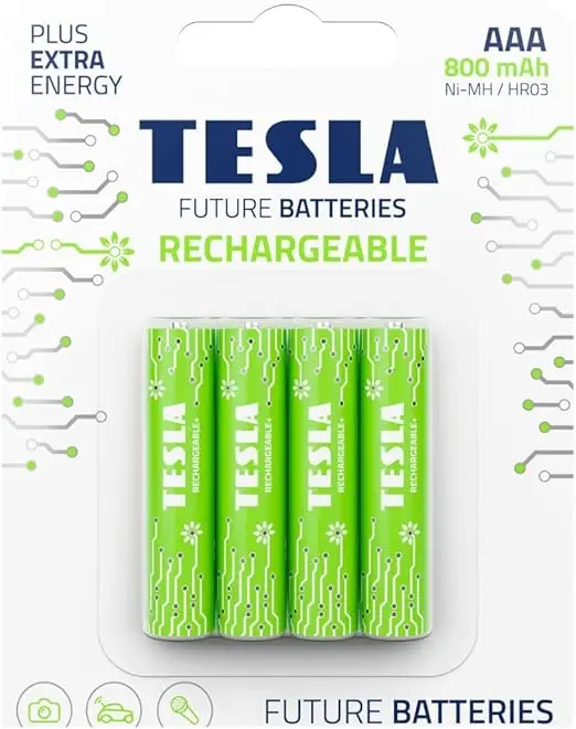 Tesla Batteries AAA Green + Rechargeable (HR03/Blister Foil/4pcs