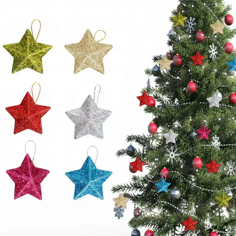 [FA033-S] 6CM STAR - 15Pcs Ornaments-Silver