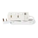 Terminator @way Universal Power Extension Socket With Individual Switched And Indicators 2USB 3M 13A