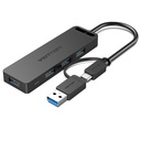 VENTION 4-Port USB 3.0 Hub with Type C & USB 3.0 2-in-1 Interface and Power Supply 0.15M ABS Type Model # CHTBB
