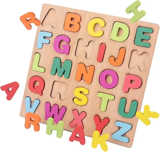 BUY4LESS - Wooden Puzzle Toys For Kids Alphabet Simple Letters Early Educational Games