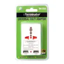 Terminator 3 Way Universal MA 3 Pin and 2 Pin With 2 USB Port Schuko Plug (USB with DC 5V 2100MA)