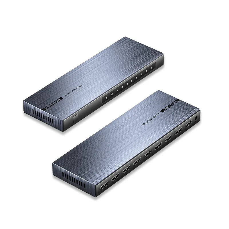 VENTION 4K 1x8 HDMI Splitter Black Aluminum Alloy Type UK Standard Model # AKQB0-UK