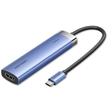 [TGESB] VENTION USB-C to HDMI/USB 3.0 x 3/PD Docking Station 0.15M Blue Aluminum Alloy Type Model # TGESB