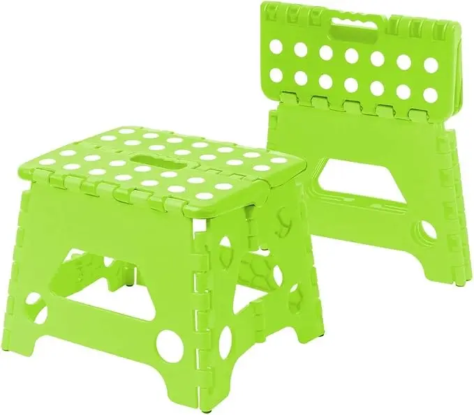 [STEPSTOOL-Green] Multi Purpose Folding Step Stool kids Home Kitchen Easy Storage - Pack of 1 (Light Green)