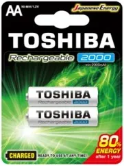 [258443] Toshiba Rechargeable AA Batteries BP-2 NiMH AA 1.2V 2000mAh   Vehicle tracking rechargeable batteries ,(NiMH) rechargeable cell in AA (IEC R6) format with a nominal voltage of 1.2 V and a rated capacity of 2000 mAh, standard dimensions of approximately 14.5 mm × 50.5 mm, designed for hundreds of recharge cycles, low self-discharge performance, and free from mercury and cadmium.