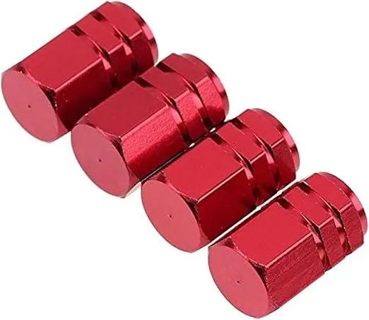 [CARV-Red] 4 Pcs Aluminum Tire Wheel Rims Stem Air Valve Caps Tyre Cover Car -  Red