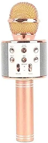 [WS-858 (GOLD)] WS-858 Wireless Karaoke Handheld Microphone USB KTV Player Bluetooth - Gold