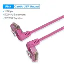 VENTION Cat6A UTP Rotate Right Angle Ethernet Patch Cable 1M Pink Slim Type Model # IBOPF