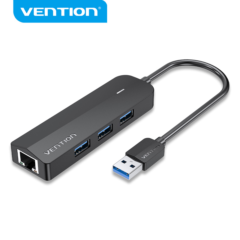 [CHNBB] VENTION 3-Port USB 3.0 Hub with Gigabit Ethernet Adapter 0.15M Black Model # CHNBB