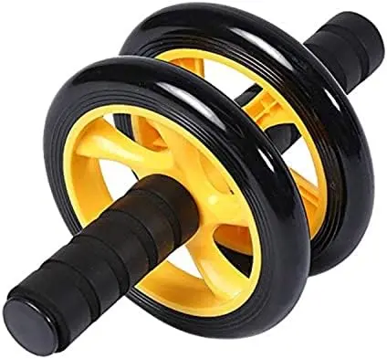 Ab Wheel Roller Abdominal Trainer with Knee Mat (Yellow/Black)