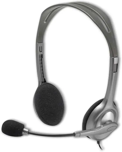 [981-000271] Logitech H110 Stereo Wired Headset – 3.5mm Plug, Noise-Cancelling Microphone – Grey