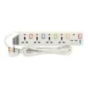 Terminator 4 way power extension with 2 usb 3.1A 3M 13A plug