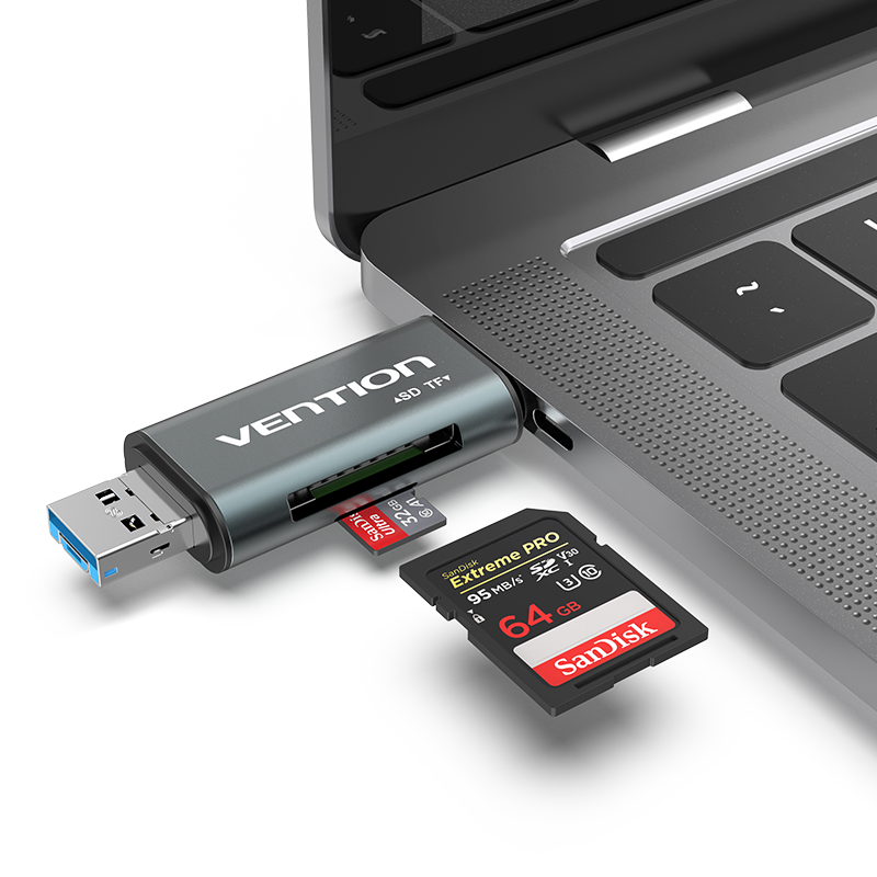 VENTION USB3.0 Multi-function Card Reader Gray Metal Type Model # CCHH0