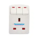 Terminator 3 Way UK Socket Multi Adaptor With Individual Switches & 2Pin Plug, 13A Fuse Esma & G-Mark