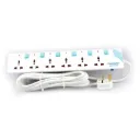 Terminator 6 Way Universal Power Extension Socket With Individual Switches & Indicators, Circuit Breaker, 5M Cable 13A Fused Plug