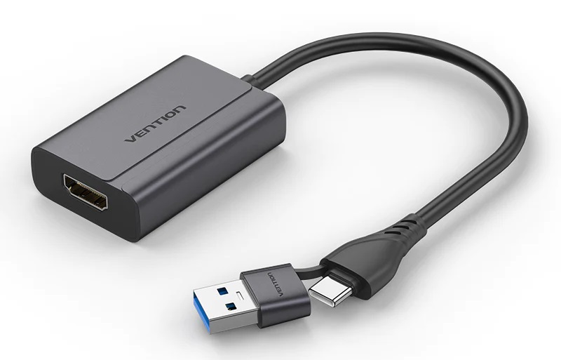 VENTION USB-C + USB-A to HDMI Adapter 0.15M Gray Aluminum Alloy Type Model# ACYHB